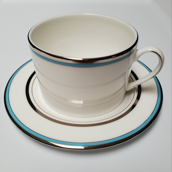 kate spade Other - LENOX kate spade 'Library Lane Aqua' flat mug saucer